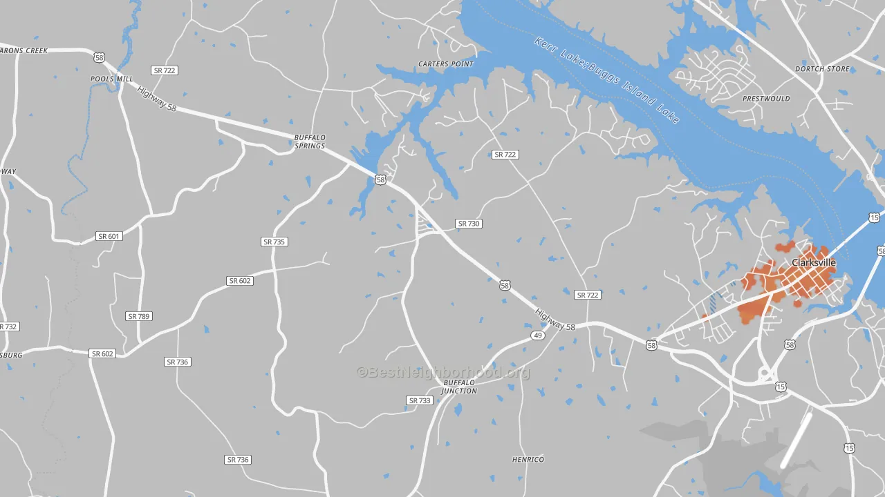 Bike Grade map of Buffalo Junction, VA