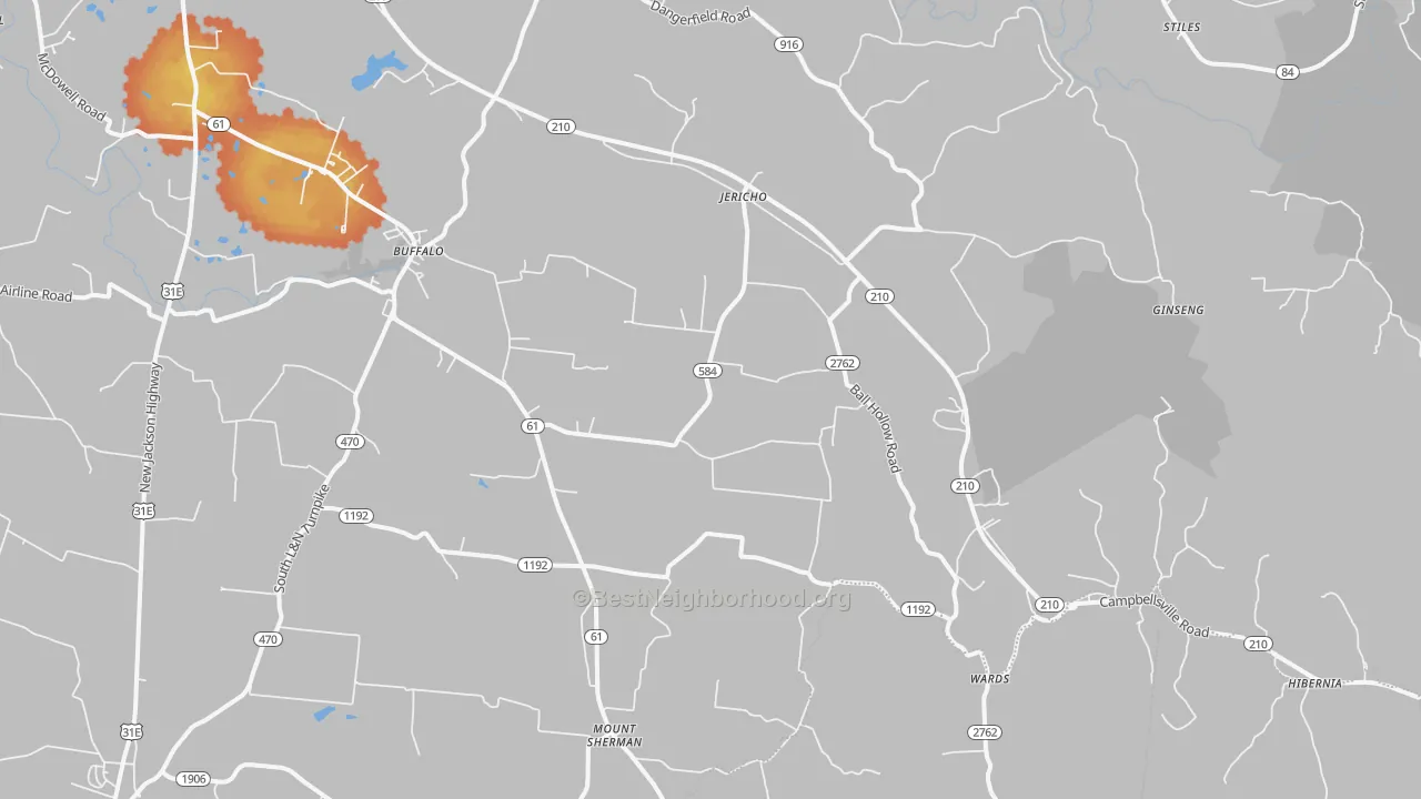 Bike Grade map of Buffalo, KY