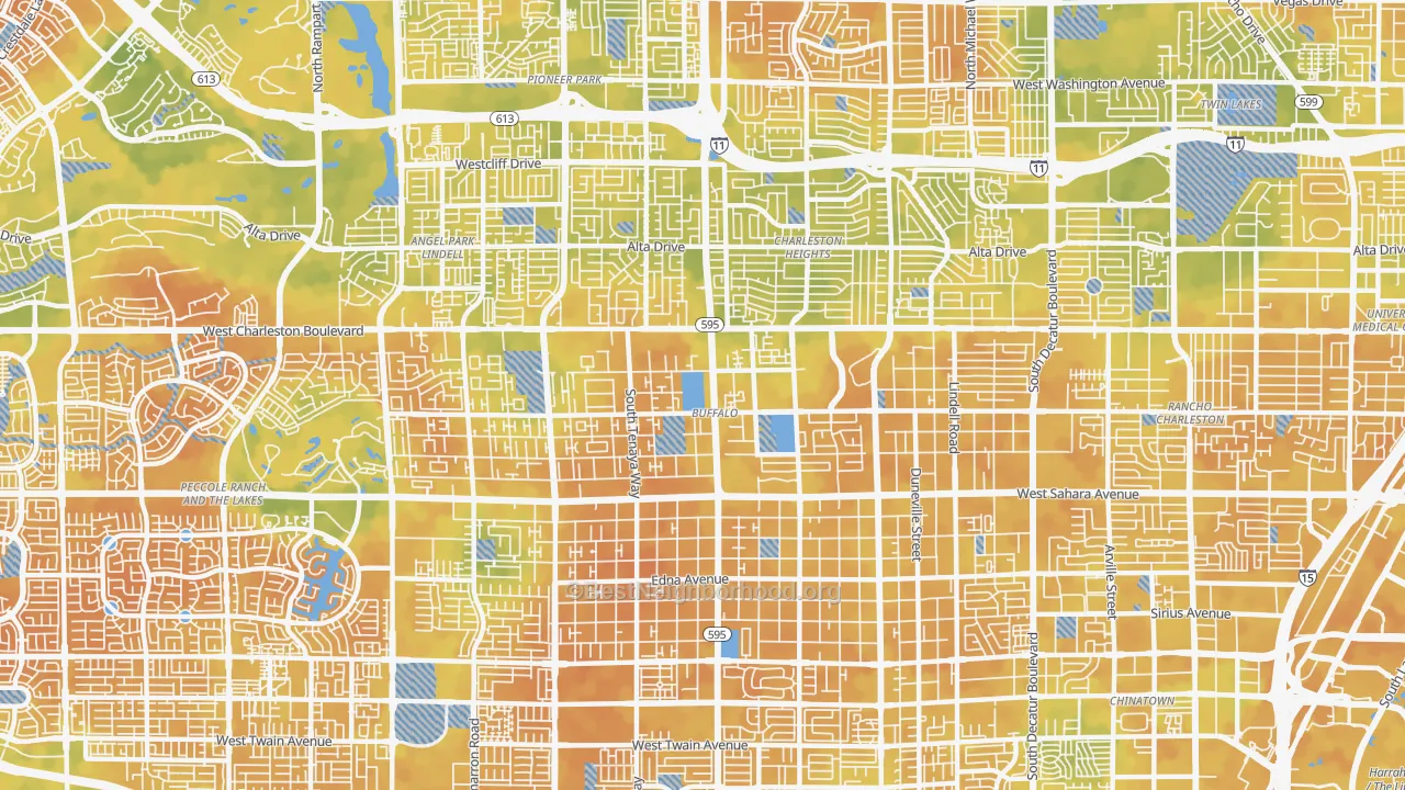 Bike Grade map of Buffalo, Las Vegas, NV