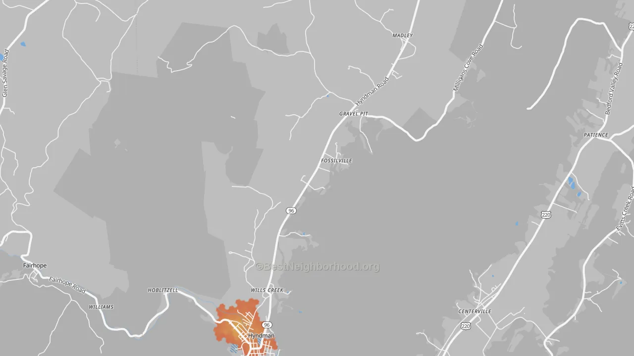Bike Grade map of Buffalo Mills, PA