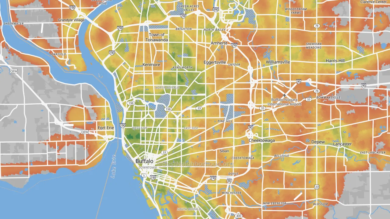 Bike Grade map of Buffalo, NY