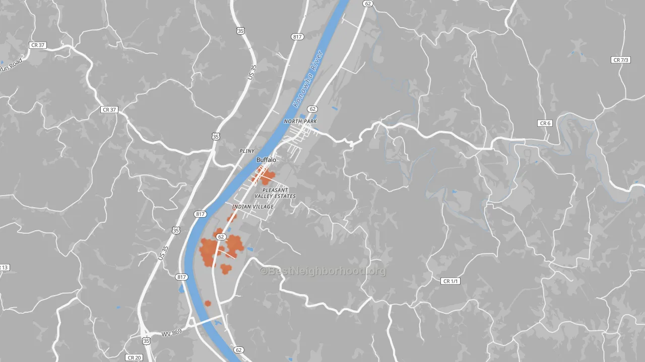 Bike Grade map of Buffalo, WV