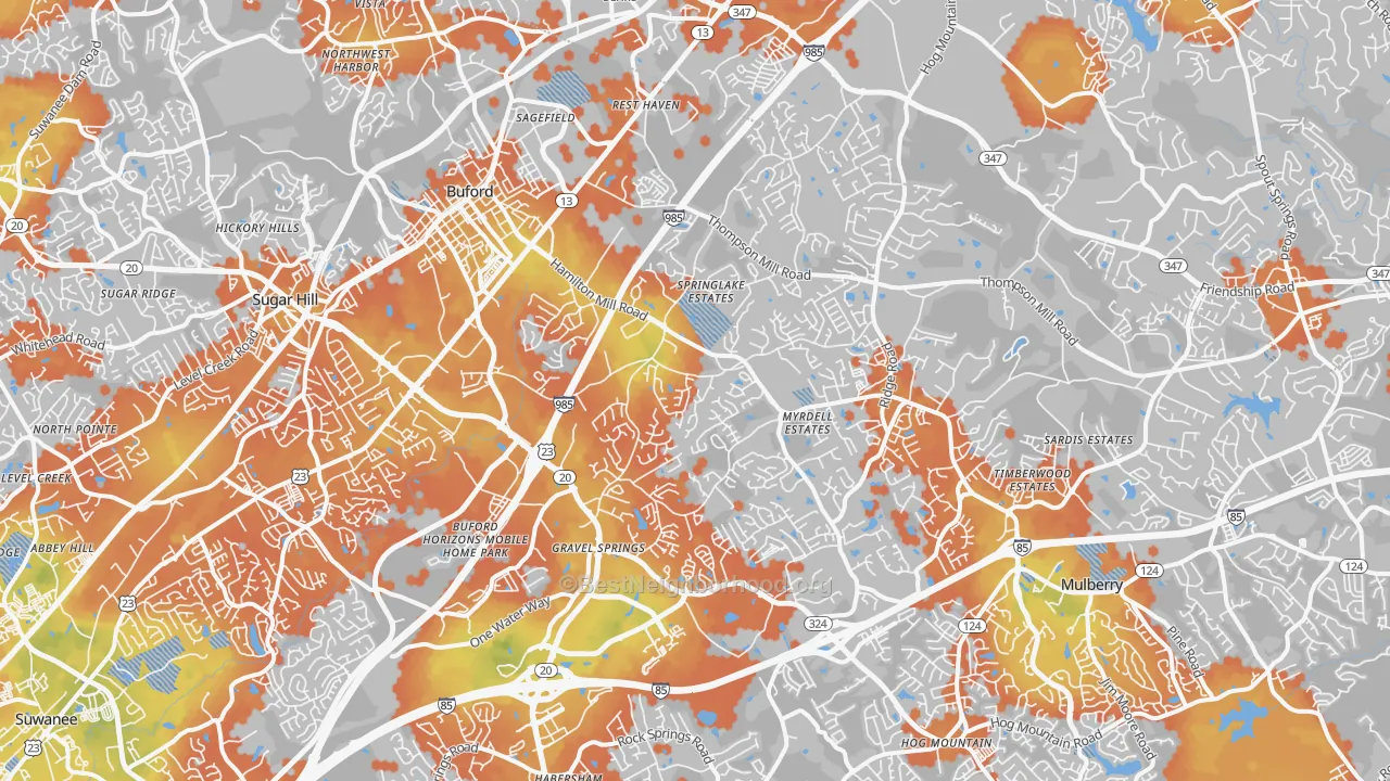 Bike Grade map of Buford, GA