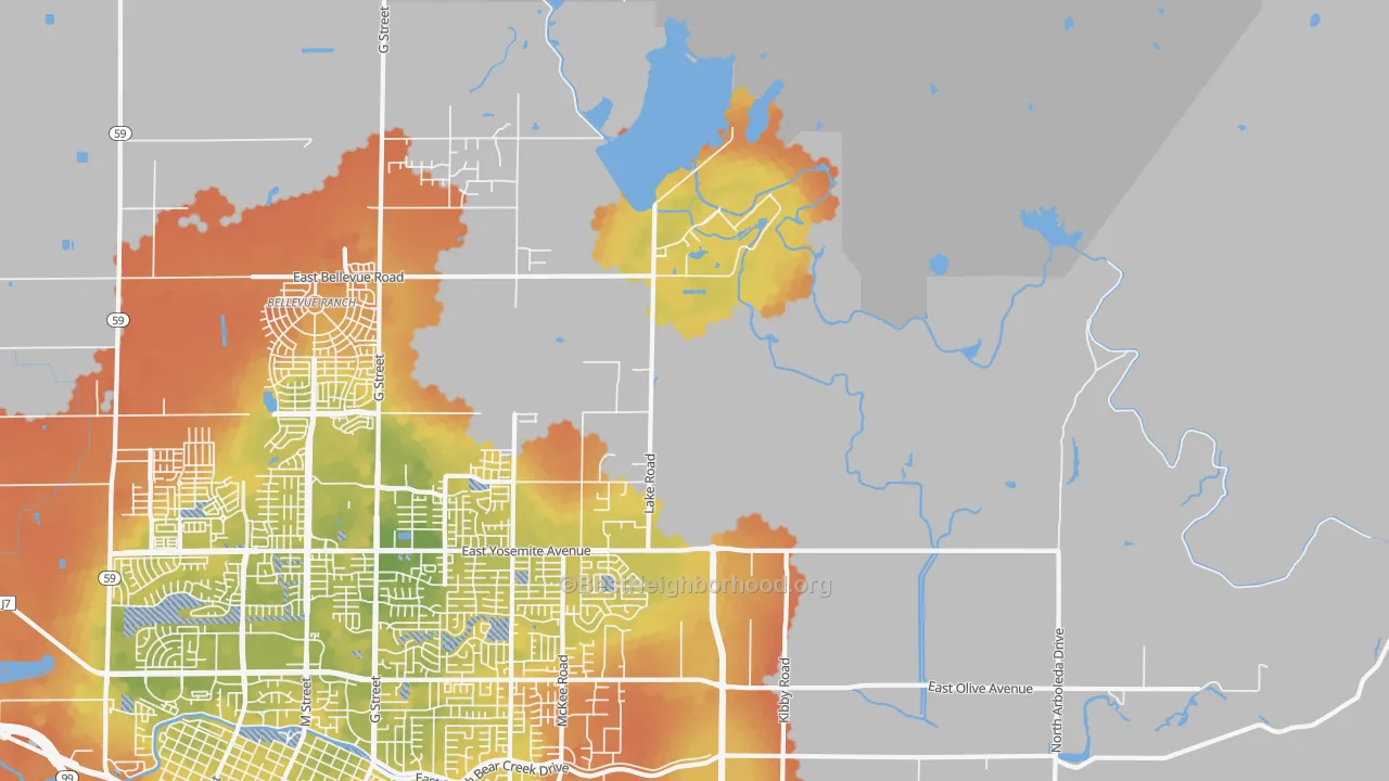 Bike Grade map of Buhach, CA