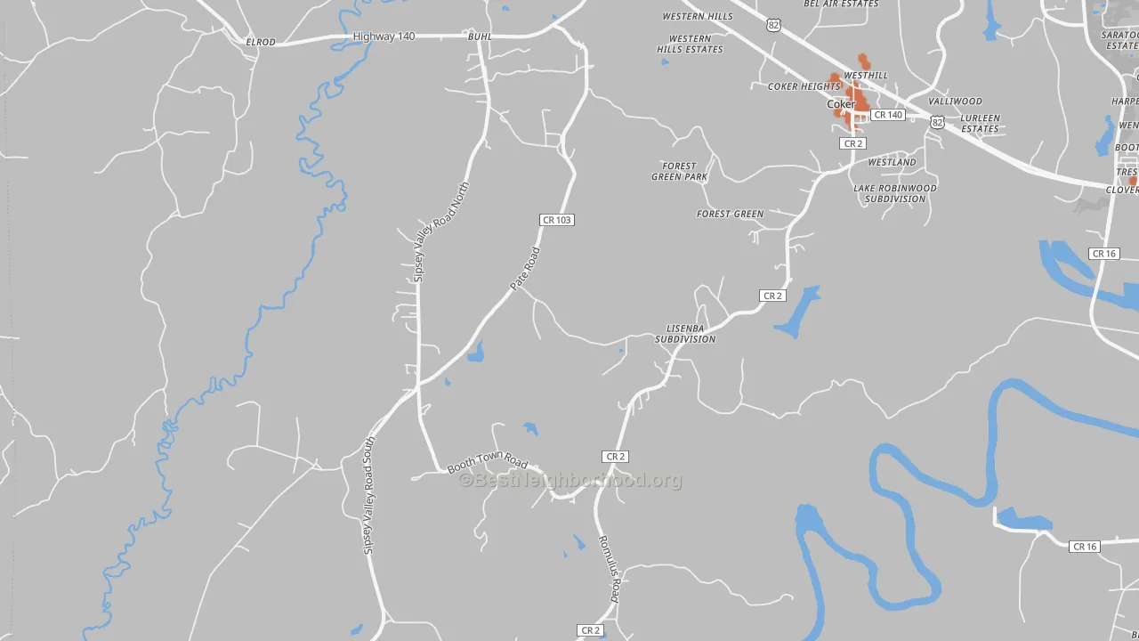 Bike Grade map of Buhl, AL