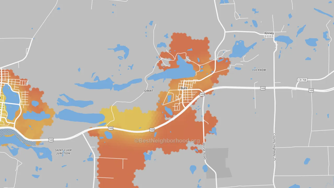 Bike Grade map of Buhl, MN