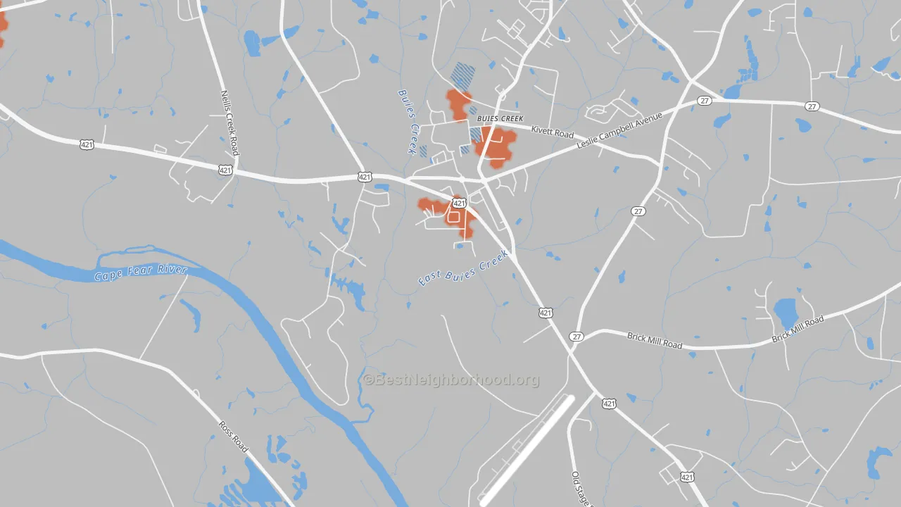 Bike Grade map of Buies Creek, NC