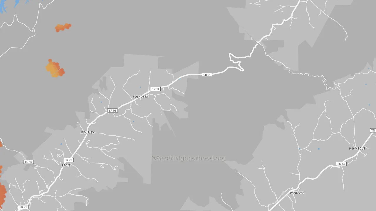 Bike Grade map of Buladeen, TN