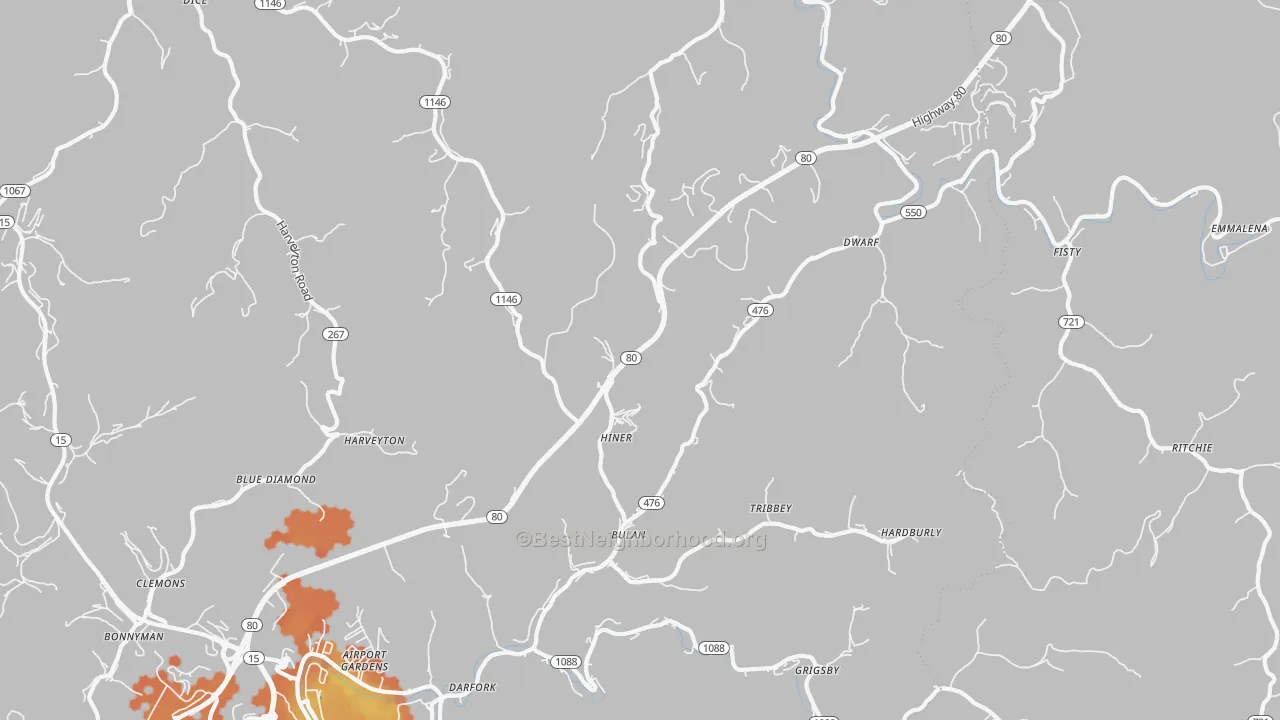 Bike Grade map of Bulan, KY
