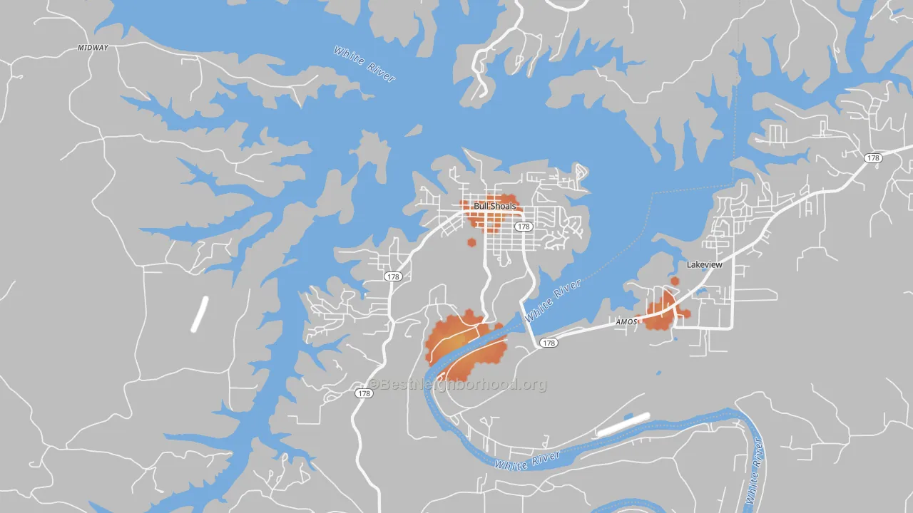 Bike Grade map of Bull Shoals, AR