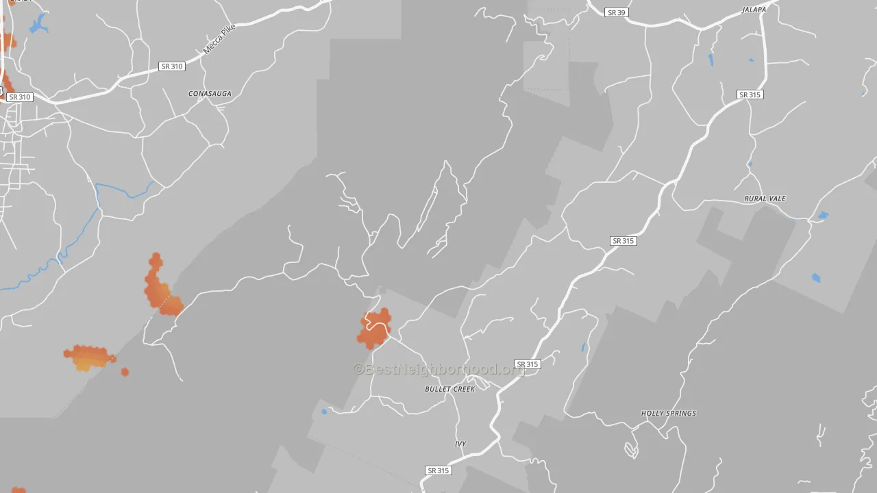 Bike Grade map of Bullet Creek, TN