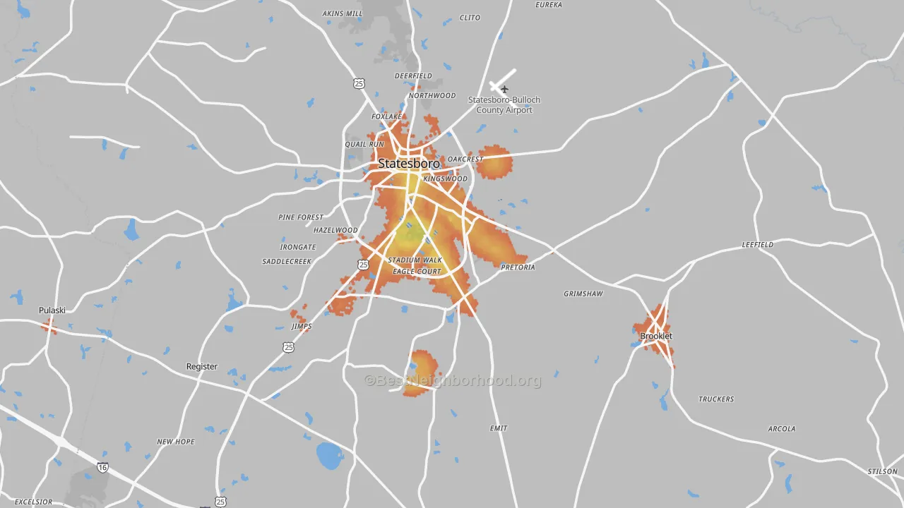 Bike Grade map of Bulloch County, GA