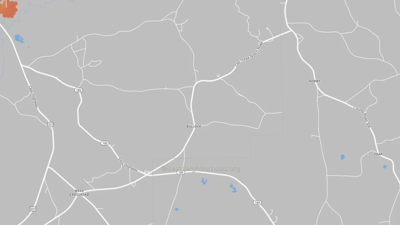 Bike Grade map of Bullock, AL