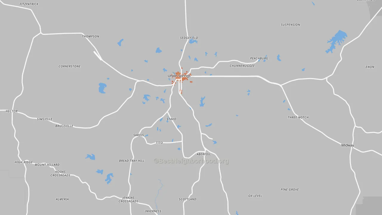 Bike Grade map of Bullock County, AL