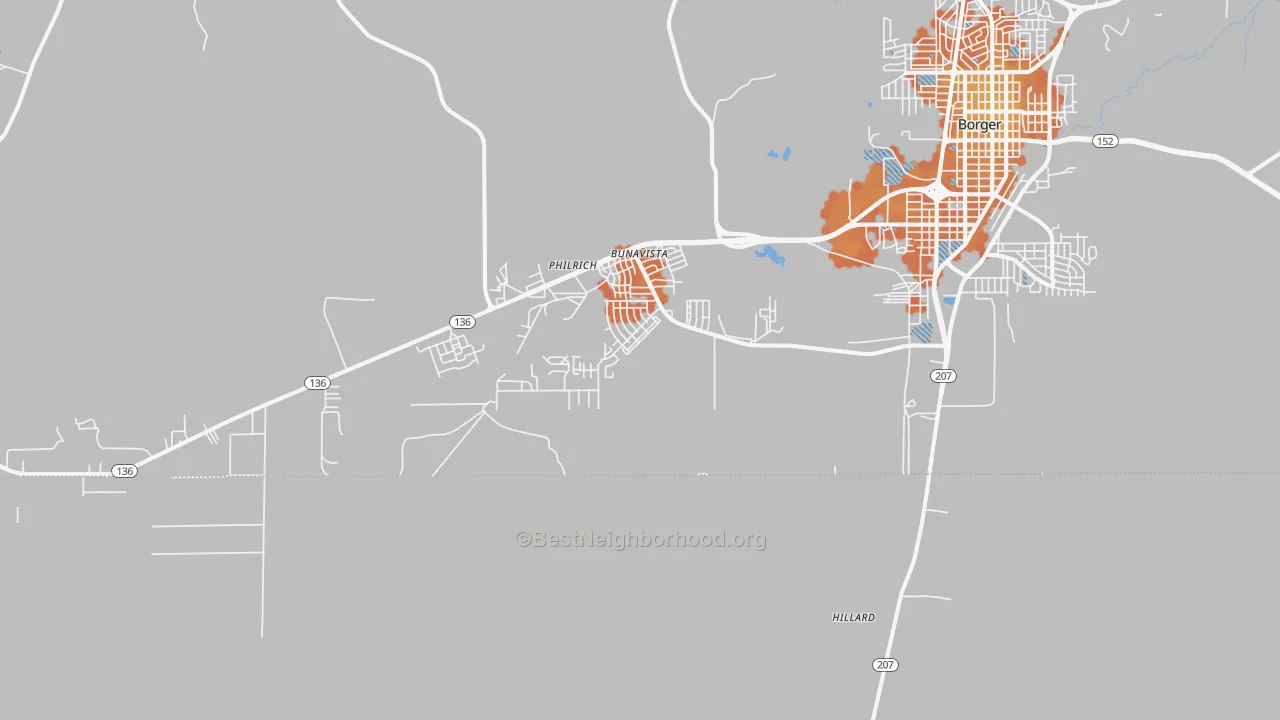 Bike Grade map of Bunavista, TX
