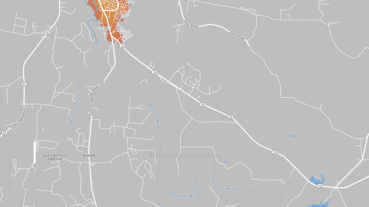 Bike Grade map of Bunger, TX