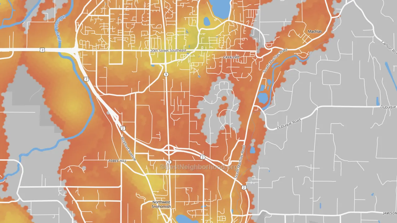 Bike Grade map of Bunk Foss, WA