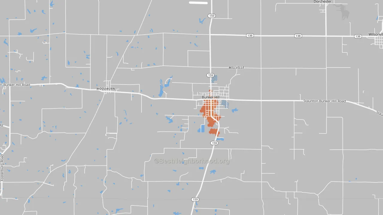Bike Grade map of Bunker Hill, IL