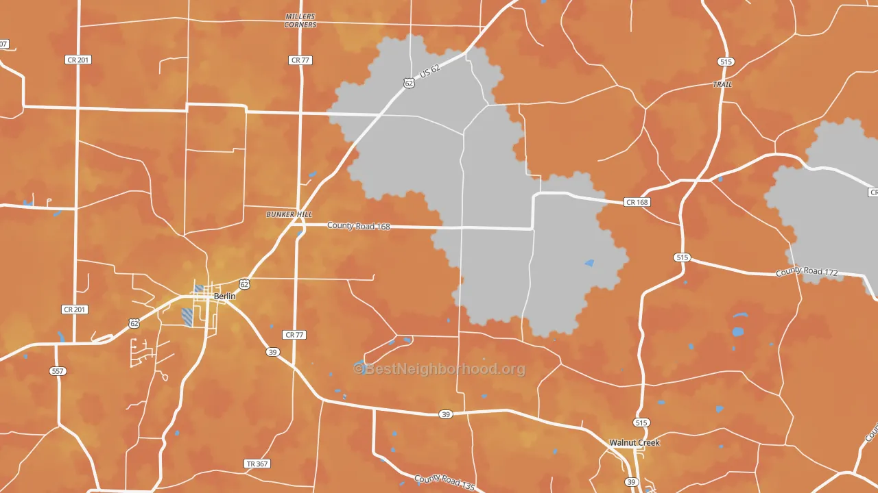 Bike Grade map of Bunker Hill, OH