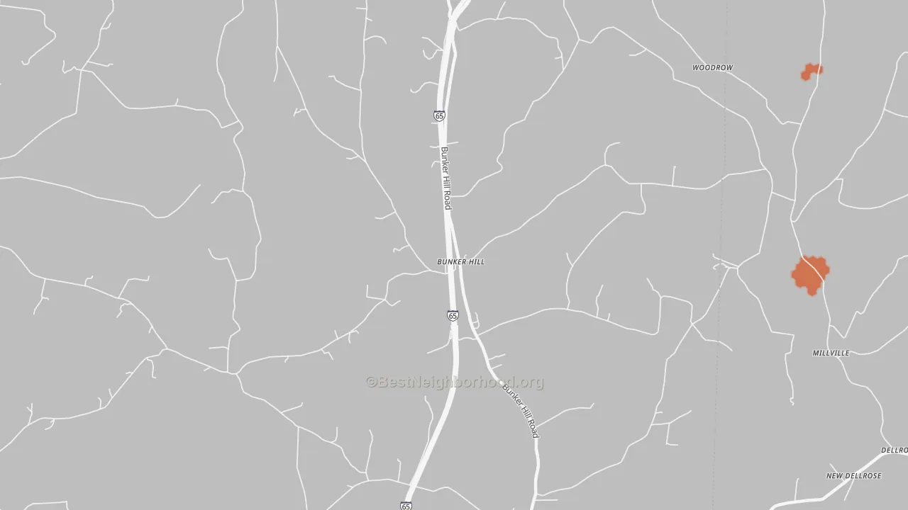 Bike Grade map of Bunker Hill, TN
