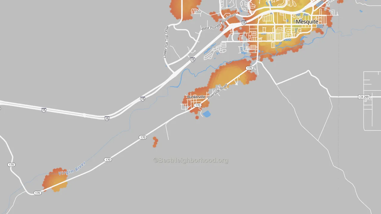 Bike Grade map of Bunkerville, NV