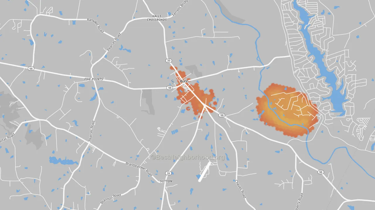 Bike Grade map of Bunn, NC