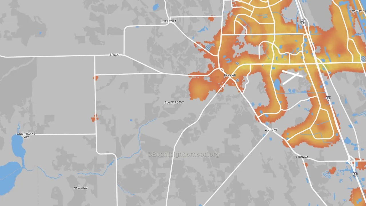 Bike Grade map of Bunnell, FL