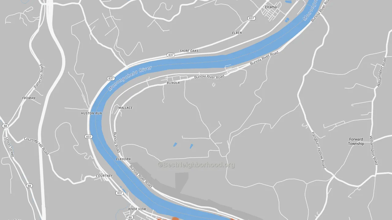 Bike Grade map of Bunola, PA
