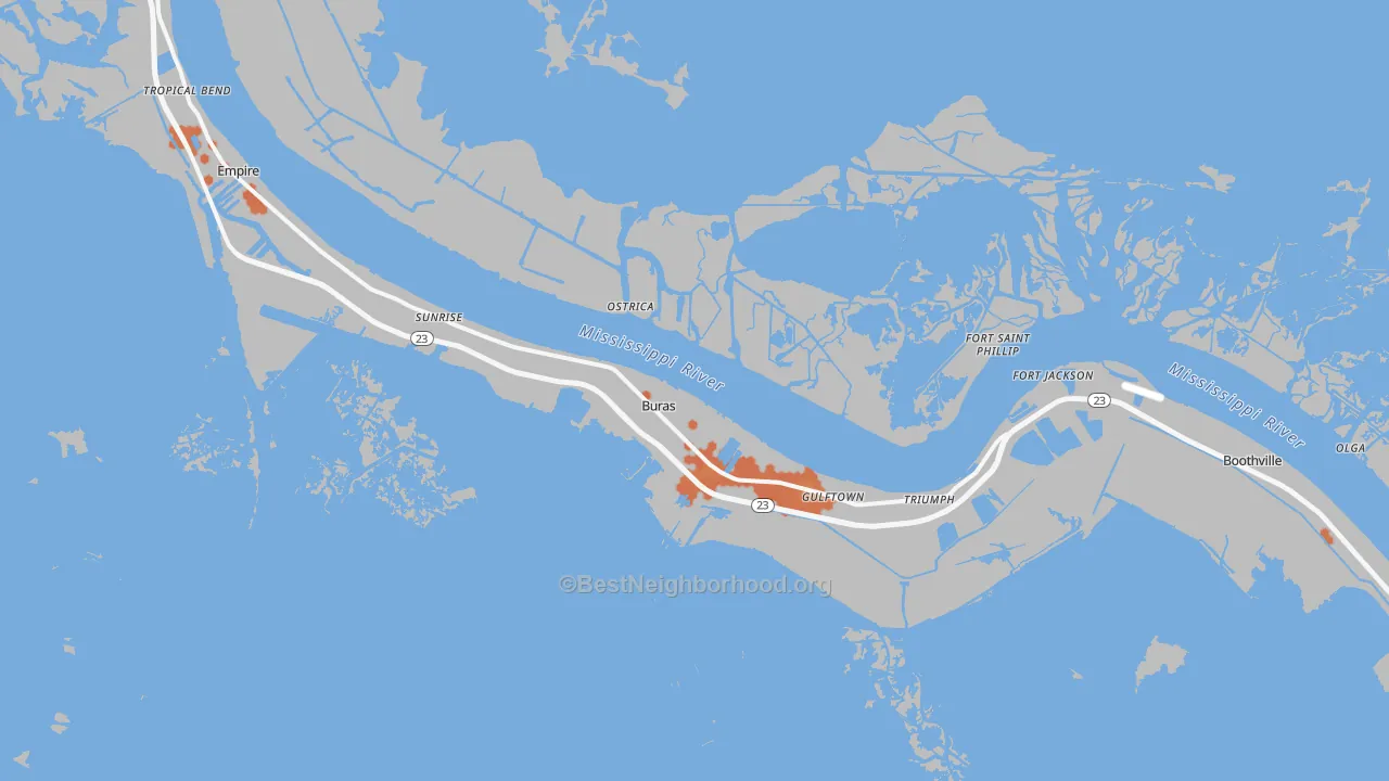 Bike Grade map of Buras, LA