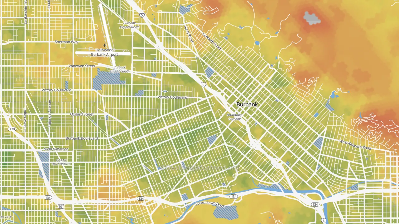 Bike Grade map of Burbank, CA