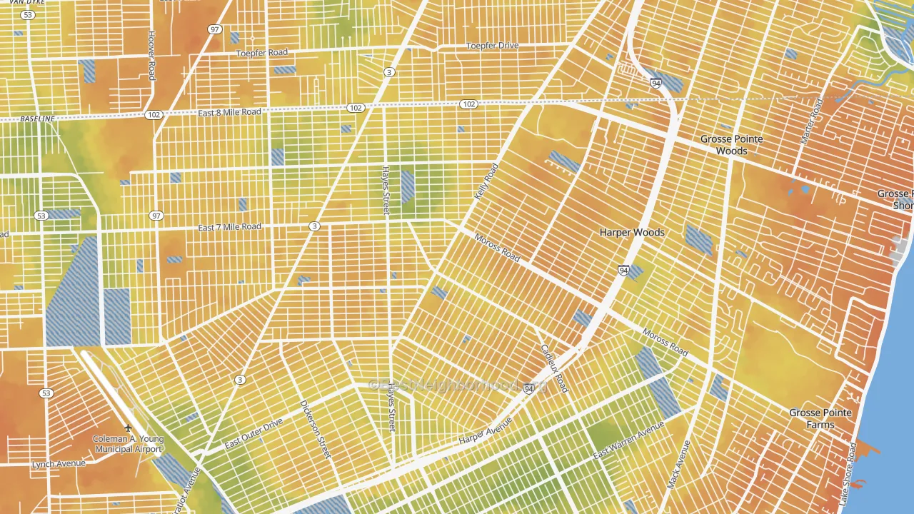 Bike Grade map of Burbank, Detroit, MI