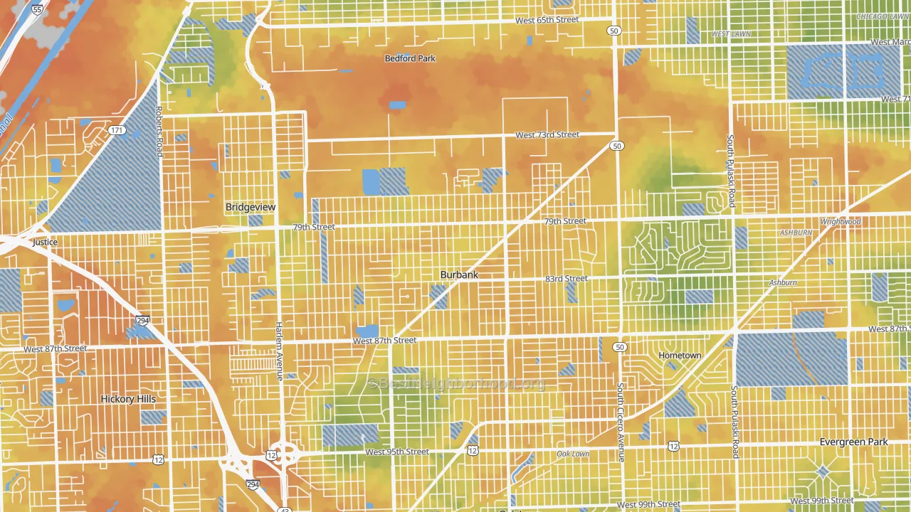 Bike Grade map of Burbank, IL