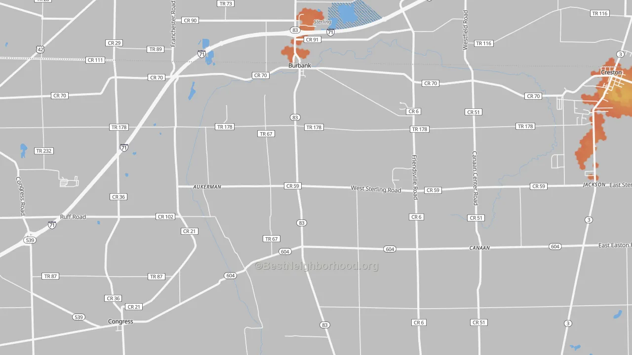 Bike Grade map of Burbank, OH