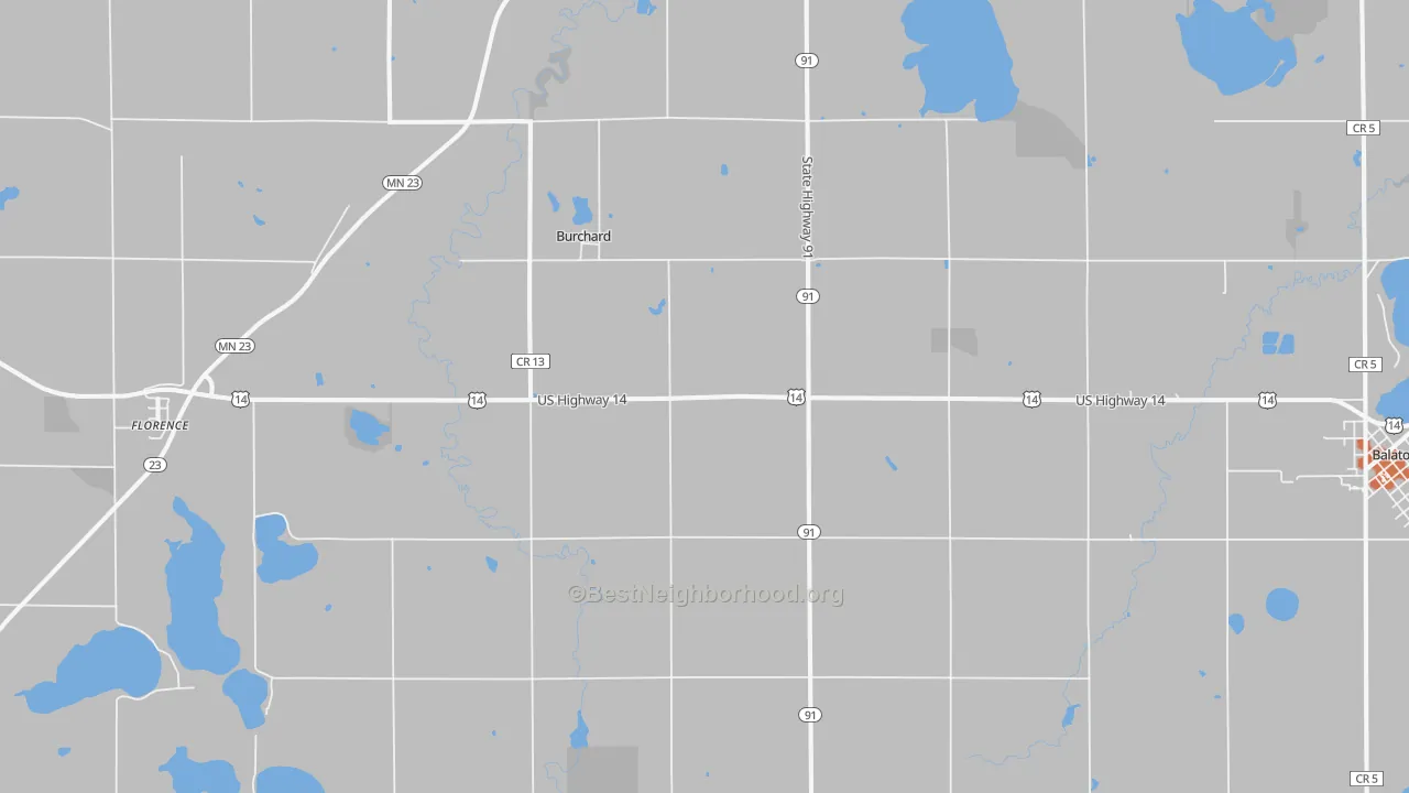 Bike Grade map of Burchard, MN