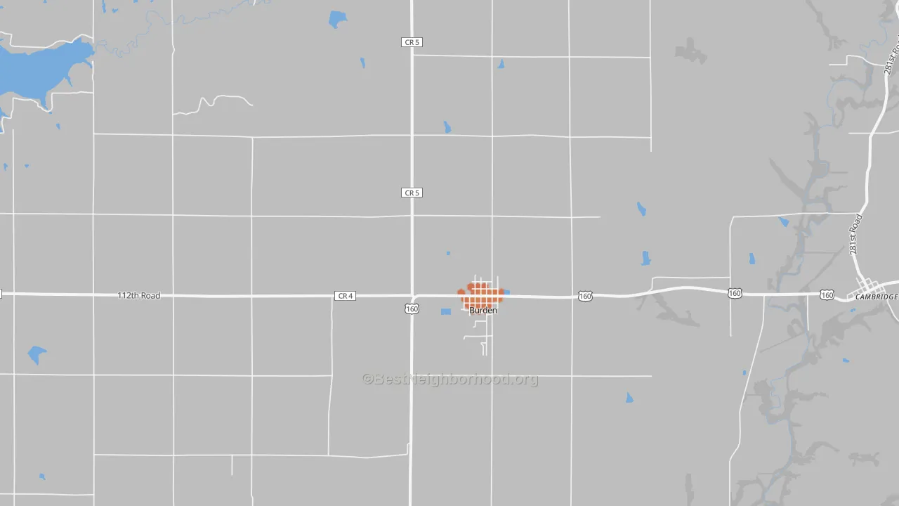 Bike Grade map of Burden, KS