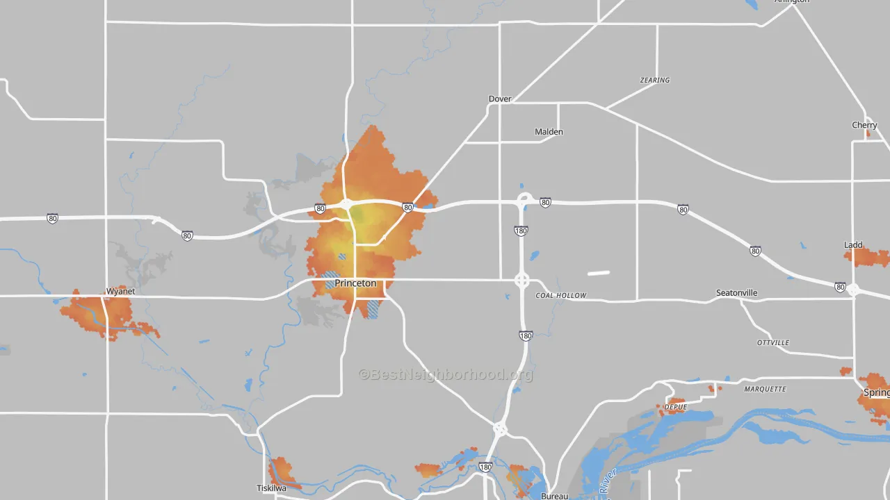 Bike Grade map of Bureau County, IL