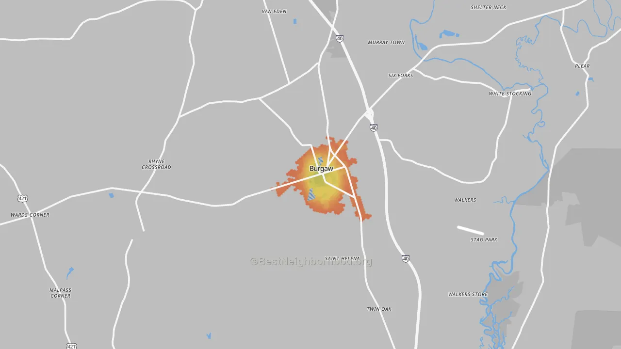 Bike Grade map of Burgaw, NC
