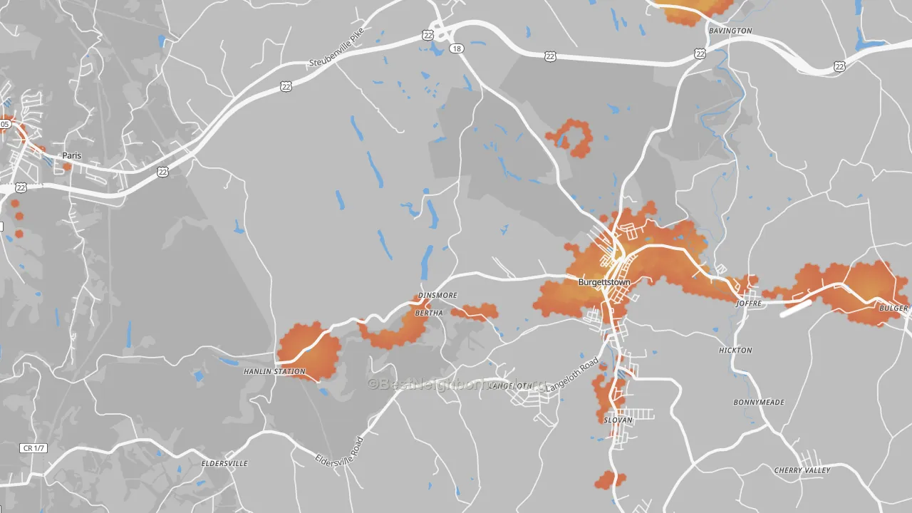 Bike Grade map of Burgettstown, PA
