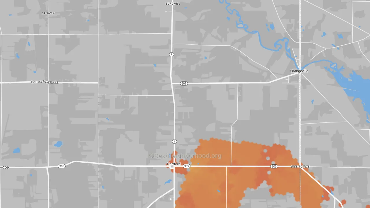 Bike Grade map of Burghill, OH