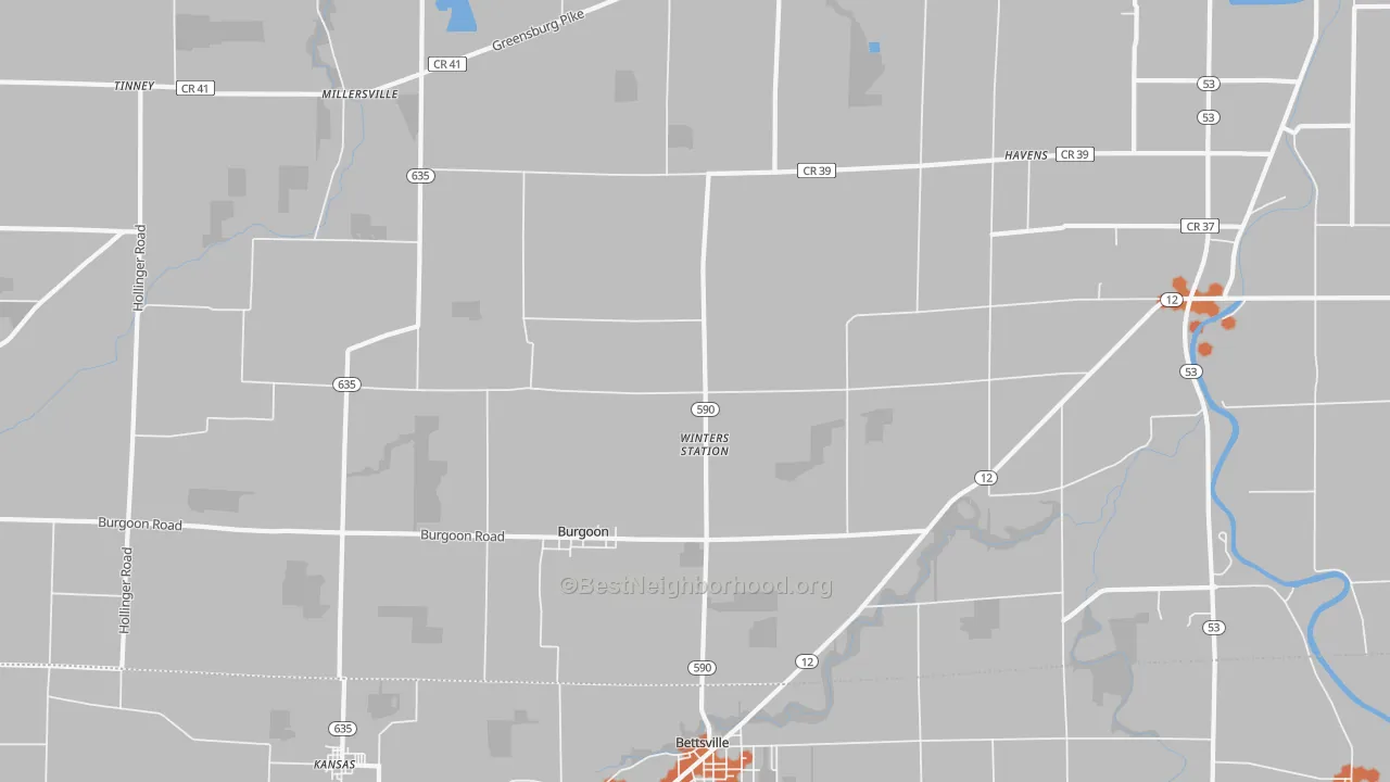 Bike Grade map of Burgoon, OH