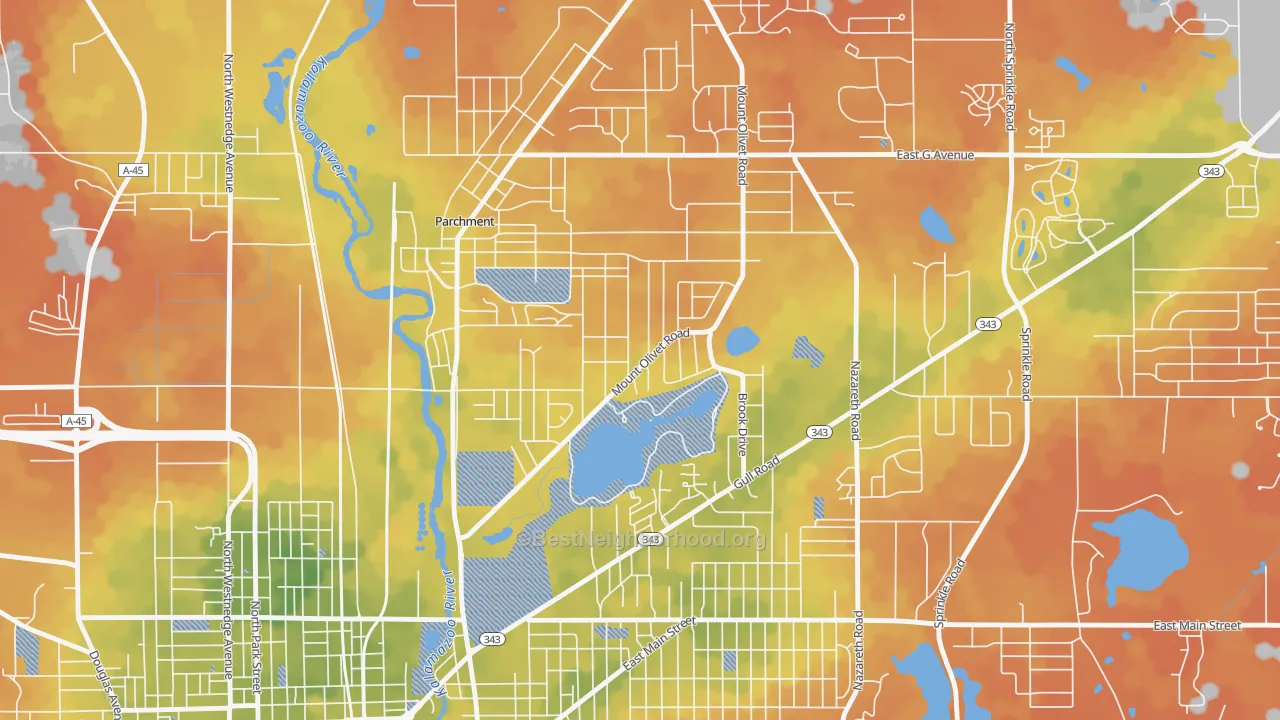Bike Grade map of Burke Acres, Kalamazoo, MI