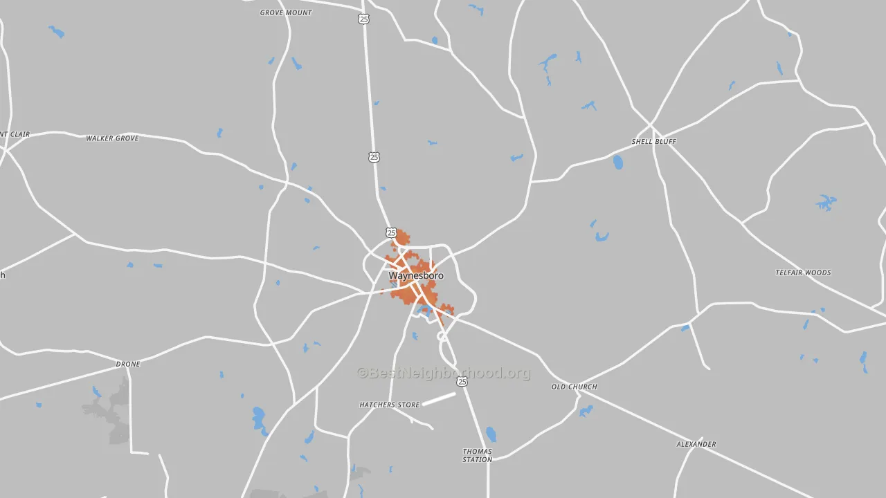 Bike Grade map of Burke County, GA