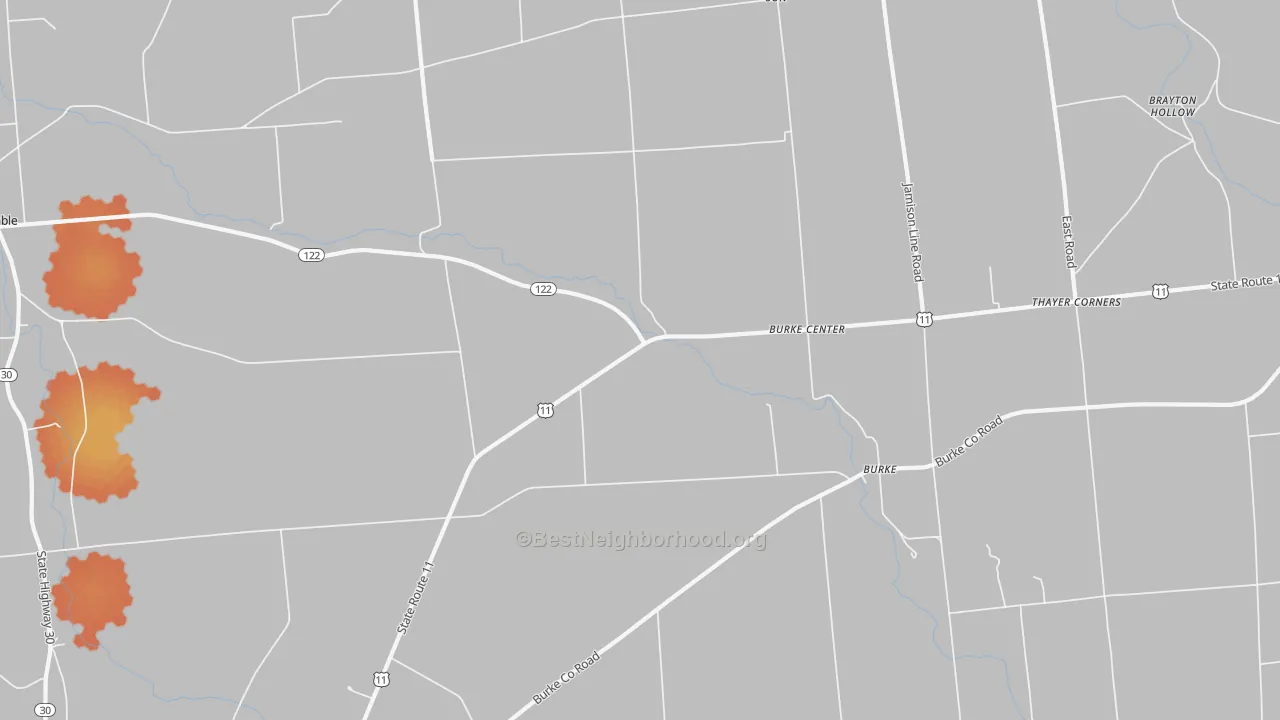 Bike Grade map of Burke, NY