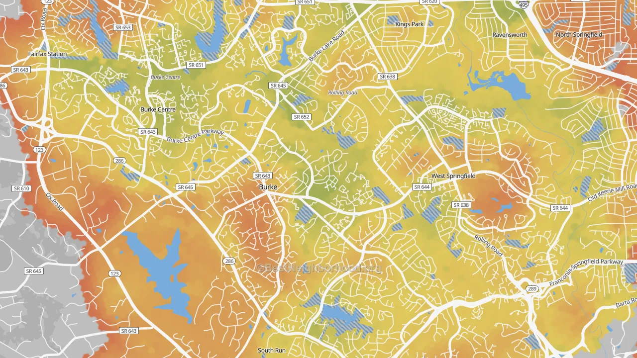 Bike Grade map of Burke, VA