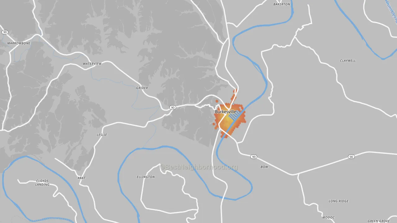 Bike Grade map of Burkesville, KY