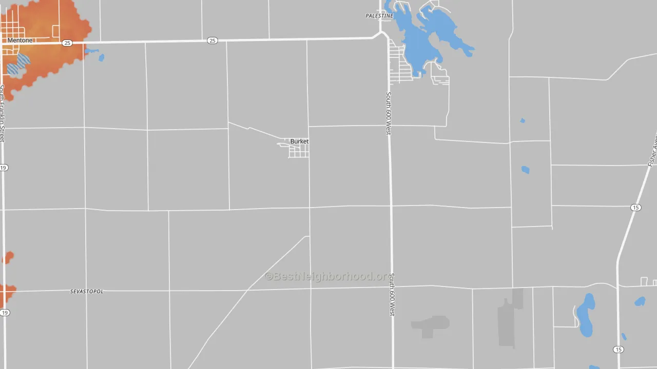 Bike Grade map of Burket, IN