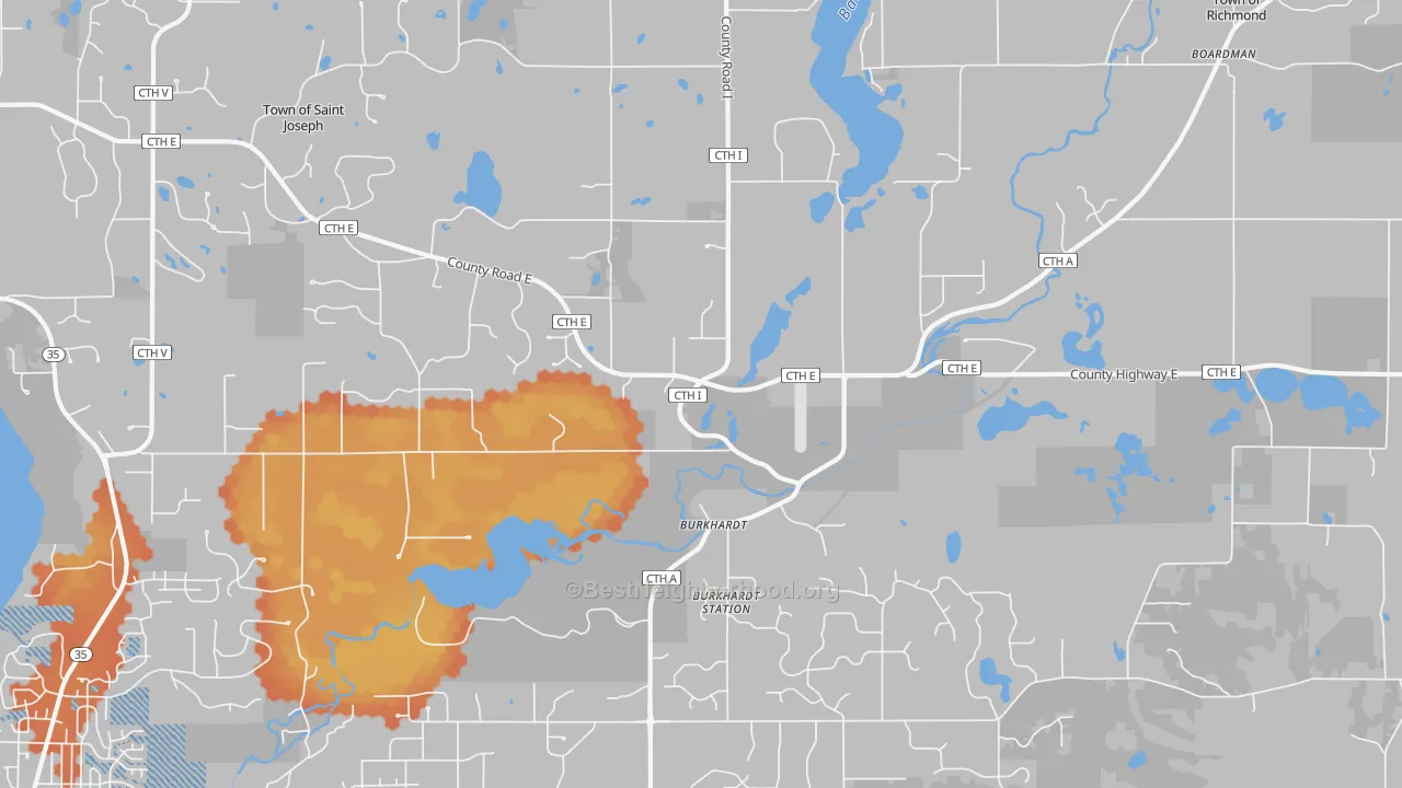 Bike Grade map of Burkhardt, WI
