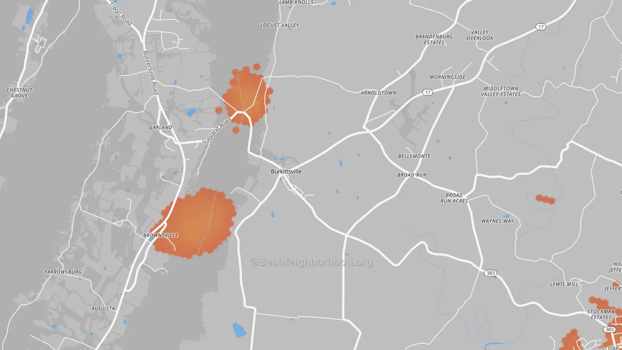 Bike Grade map of Burkittsville, MD