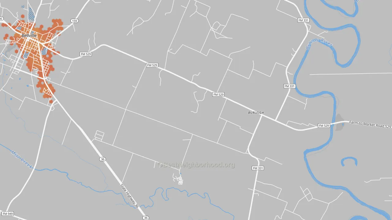 Bike Grade map of Burleigh, TX