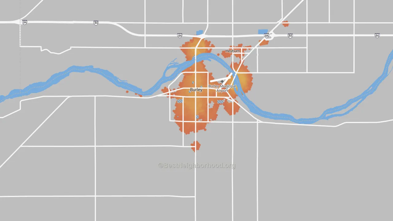 Bike Grade map of Burley, ID